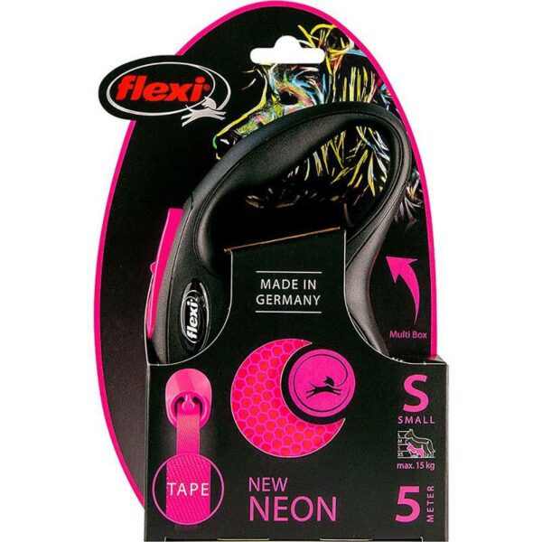 FLEXI_NEW_NEON_S_koko_5M_Pinkki_max_15_kg