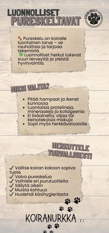 Luonnollista purtavaa koiralle