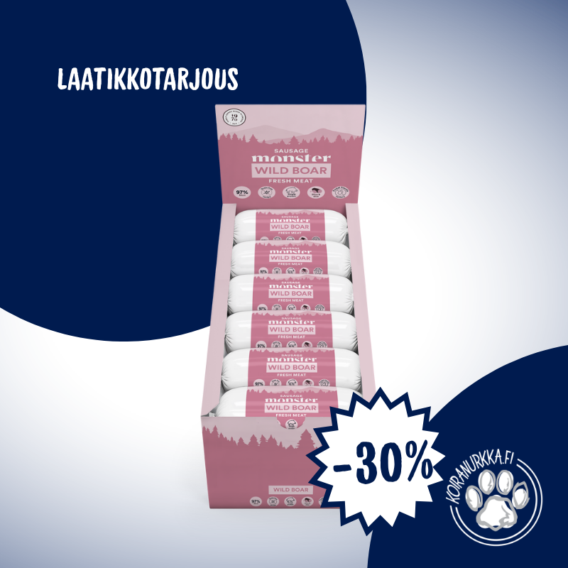Monster Treenimakkara Villisika 12 × 400 g – laatikkotarjous