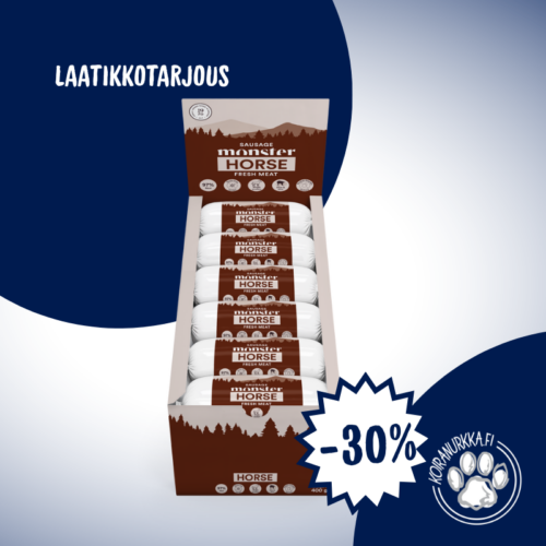 Monster Treenimakkara Hevonen 12 × 400 g – laatikkotarjous