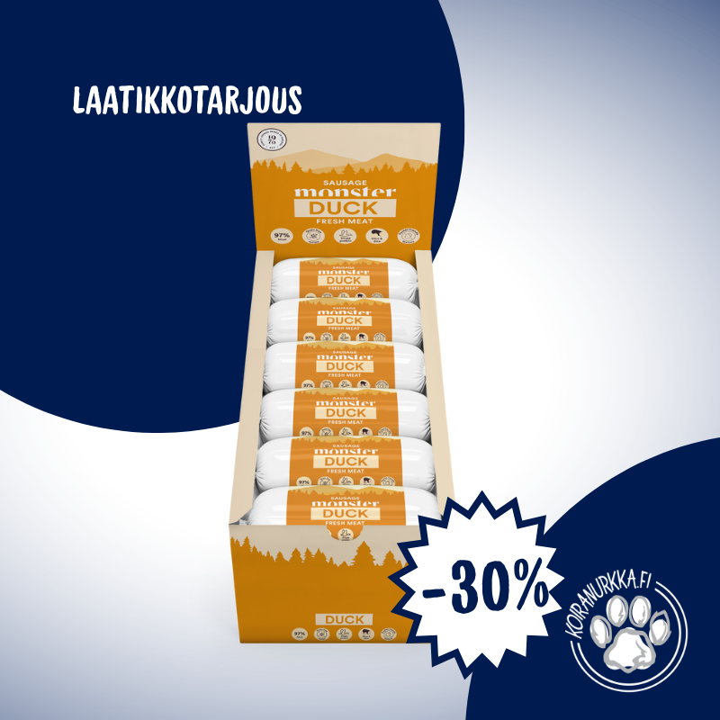 Monster Treenimakkara Ankka 12 × 400 g – laatikkotarjous