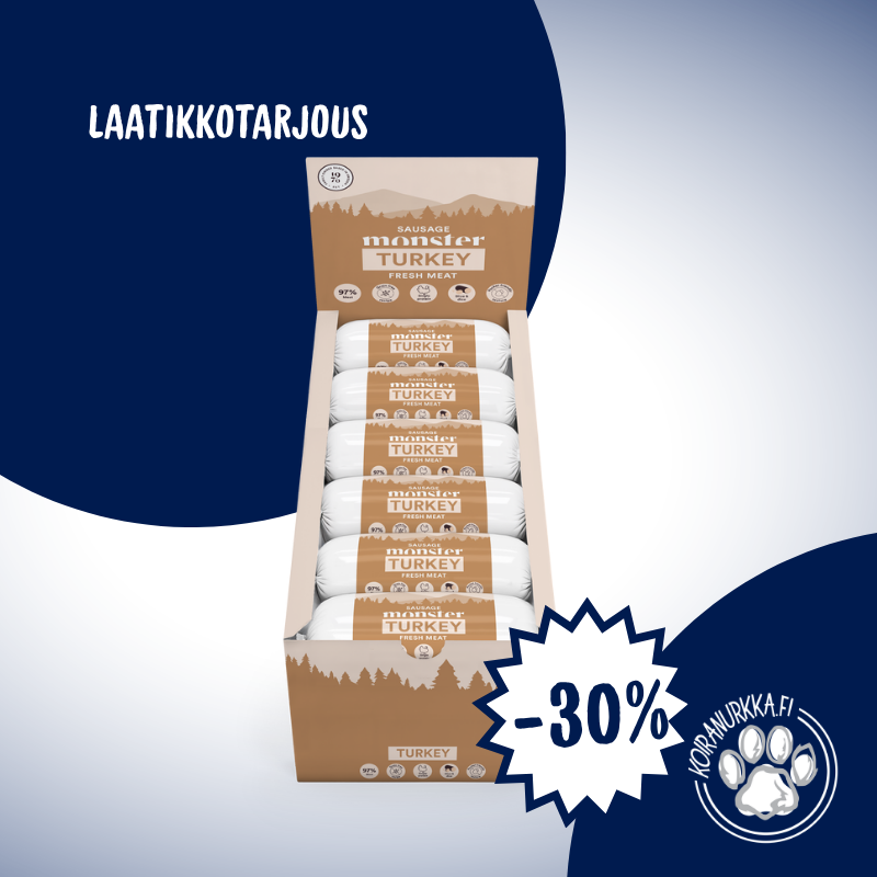 Monster Treenimakkara Kalkkuna 12 × 400 g – laatikkotarjous