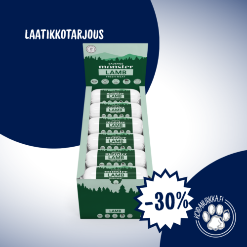 Monster Treenimakkara Lammas 12 × 400 g – laatikkotarjous