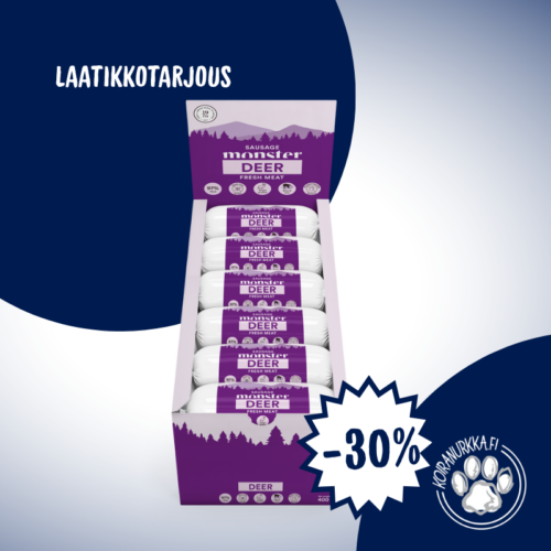 Monster Treenimakkara Peura 12 × 400 g – laatikkotarjous