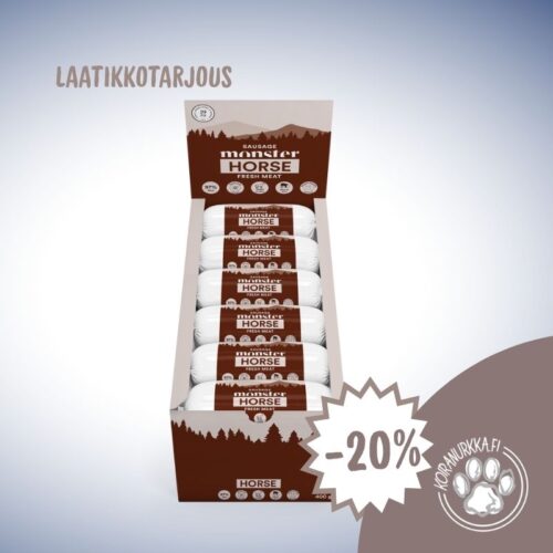 Monster Treenimakkara Hevonen 12 × 400 g – laatikkotarjous